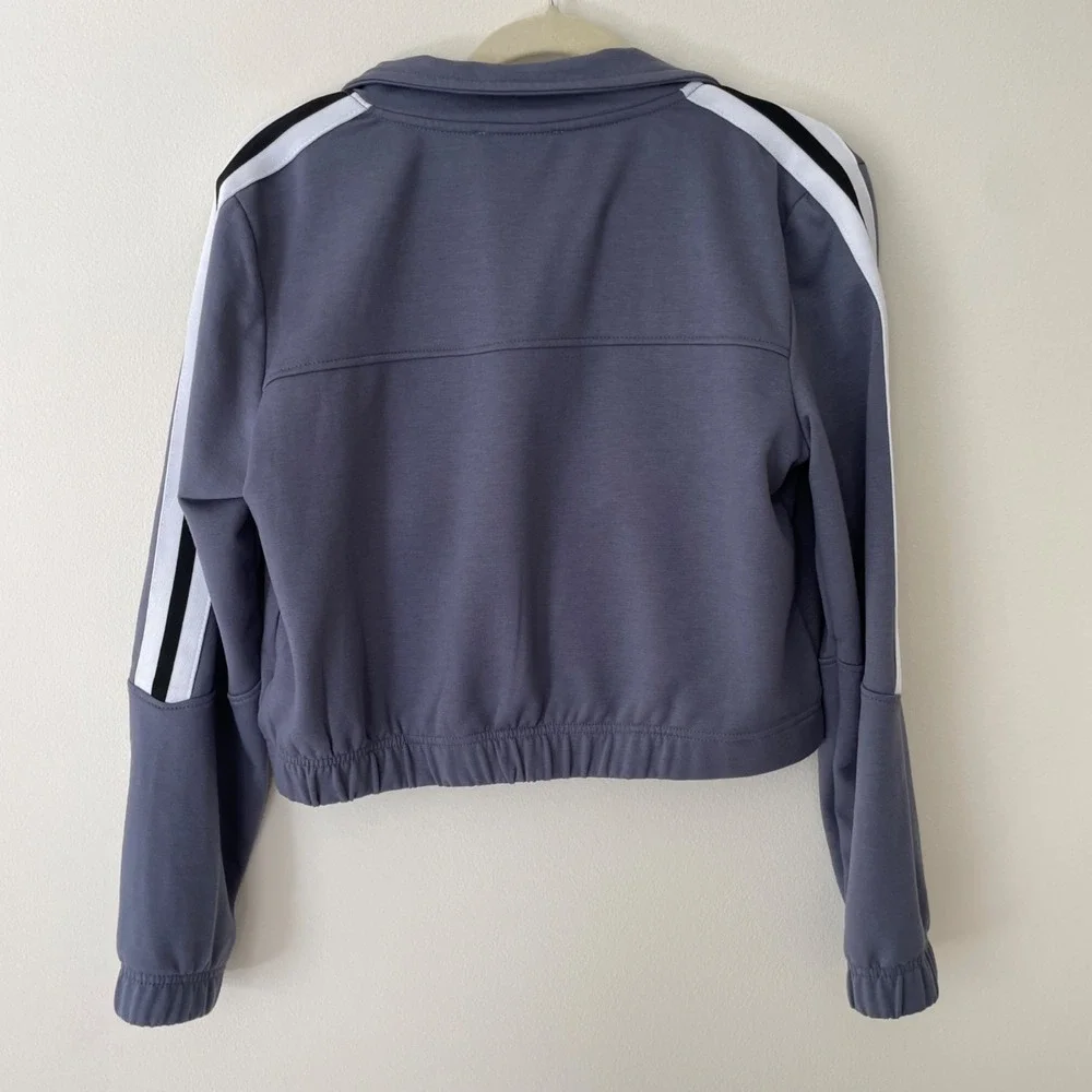 Sage & Stone Track Jacket Womens M Blue Gray Stripe Zip Up Mock Neck Streetwear